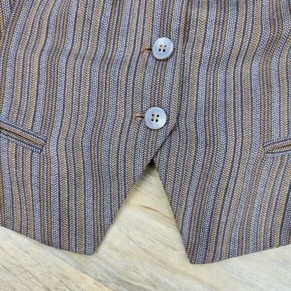 🔹️Vintage Anne Klein II Brown Pinstripe Button Front Sleeveless Vest Size 6 - Picture 8 of 11